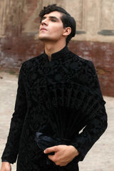 Black velvet sherwani - Walk Out