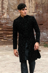 Black velvet sherwani - Walk Out