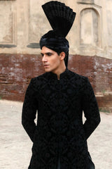 Black velvet sherwani - Walk Out